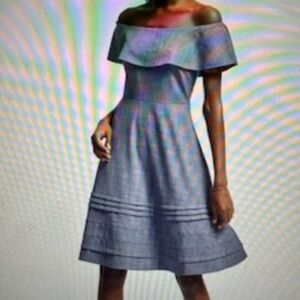 NWT!  Banana Republic Chambray Off the Shoulder Dress, Size 8